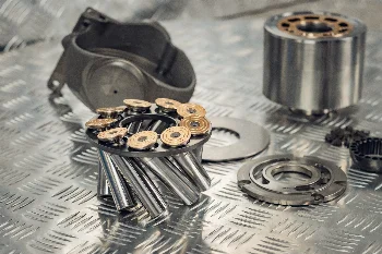 Axial piston pump components: pistons with slippers, cylinder block, valve plate and swash plate